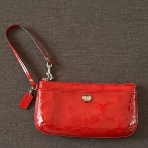 Coach Patent Red Signature Wristlet Holiday Valentine’s Day